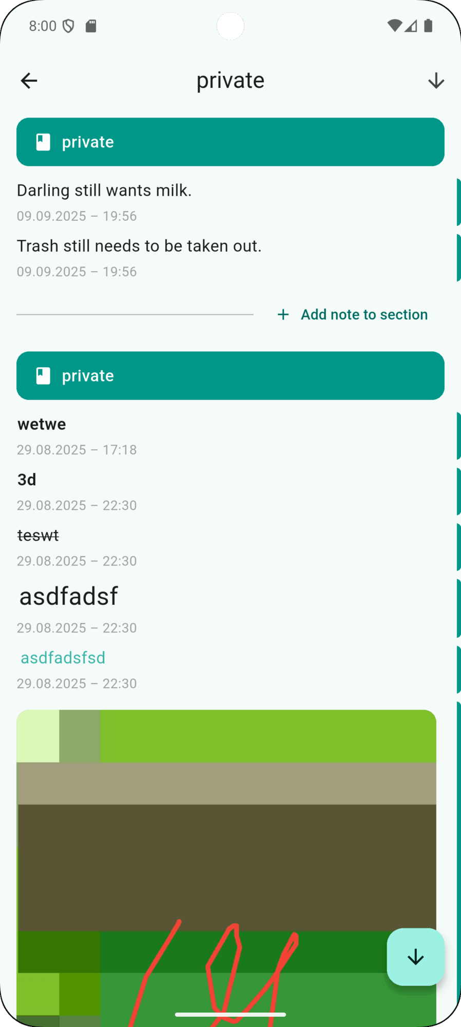 ChatNotes_Android_NotebookDetail The specific detail screen of the note-taking app: "ChatNotes".