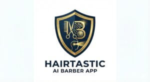 The logo of the Hairtastic app, with which barbershops can find the perfect hairstyle for their customers.