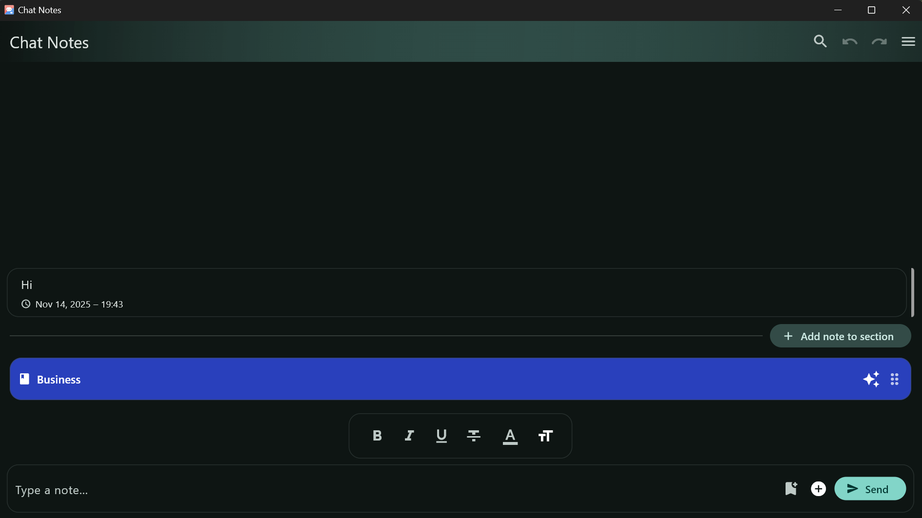 chat_notes_lochnermedia_home The main screen of the note-taking app "Chat Notes".